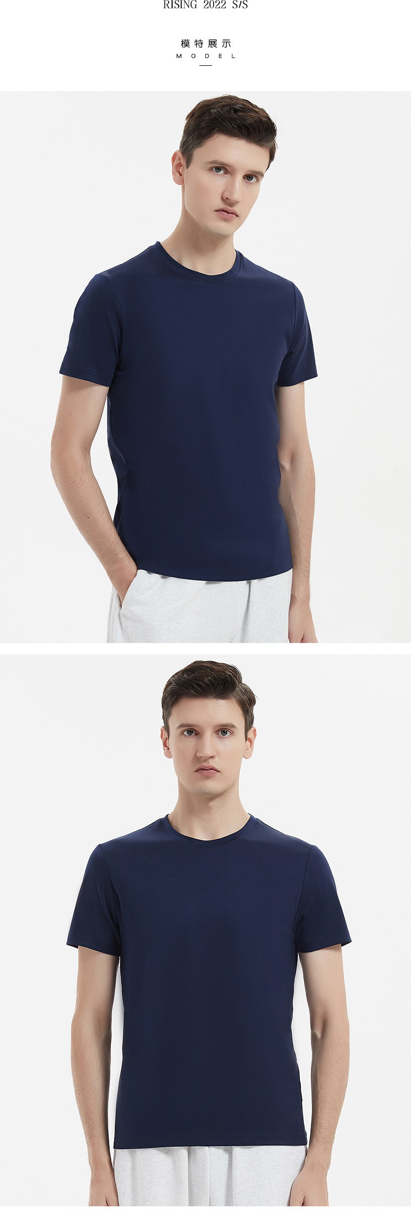 2026 High-end 190g high-count double-sided mercerized cotton T-shirt for men, pure cotton round neck short-sleeved T-shirt made of horse cotton pic 52