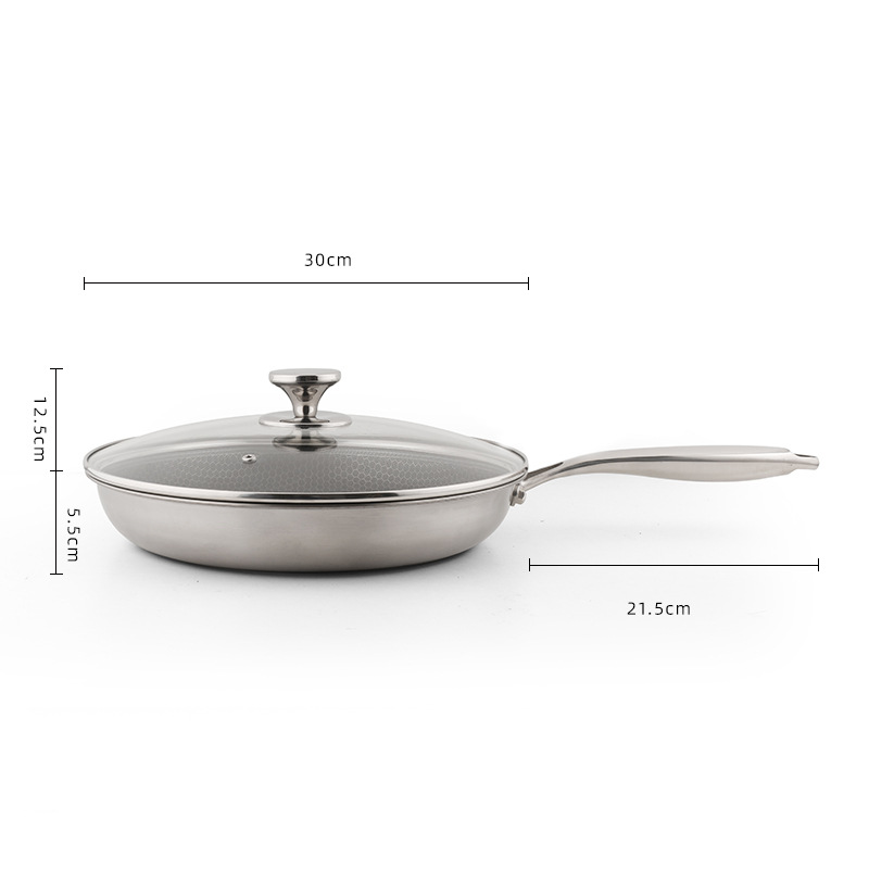 跨境304不锈钢煎锅蜂窝不粘平底锅炒锅套装牛排锅电磁炉燃气通用详情7