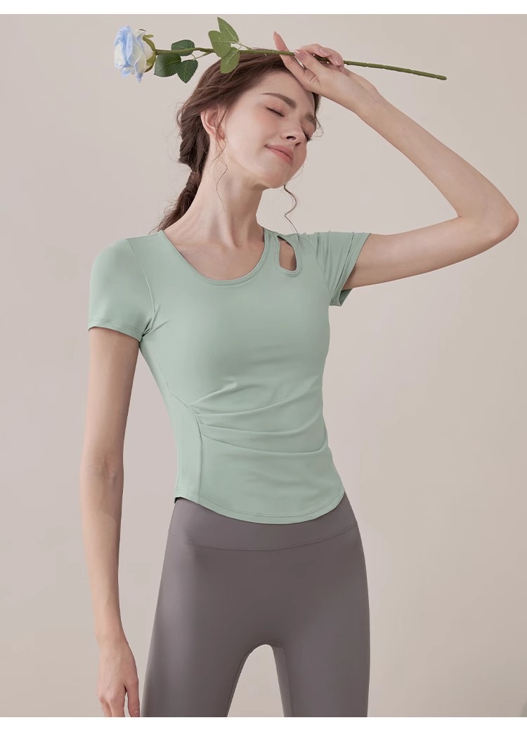 Yoga wear for women 2025 New short-sleeved, form-fitting, high-end sporty top, Pilates training suit, fitness wear set pic 22