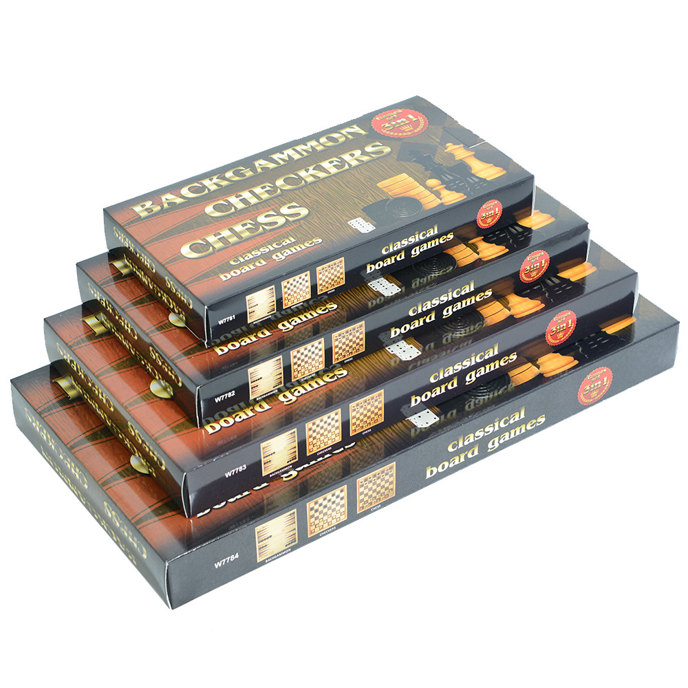 Direct sales from the manufacturer of three-in-one wooden chess solid wood set, foldable portable competitive and educational toys pic 12