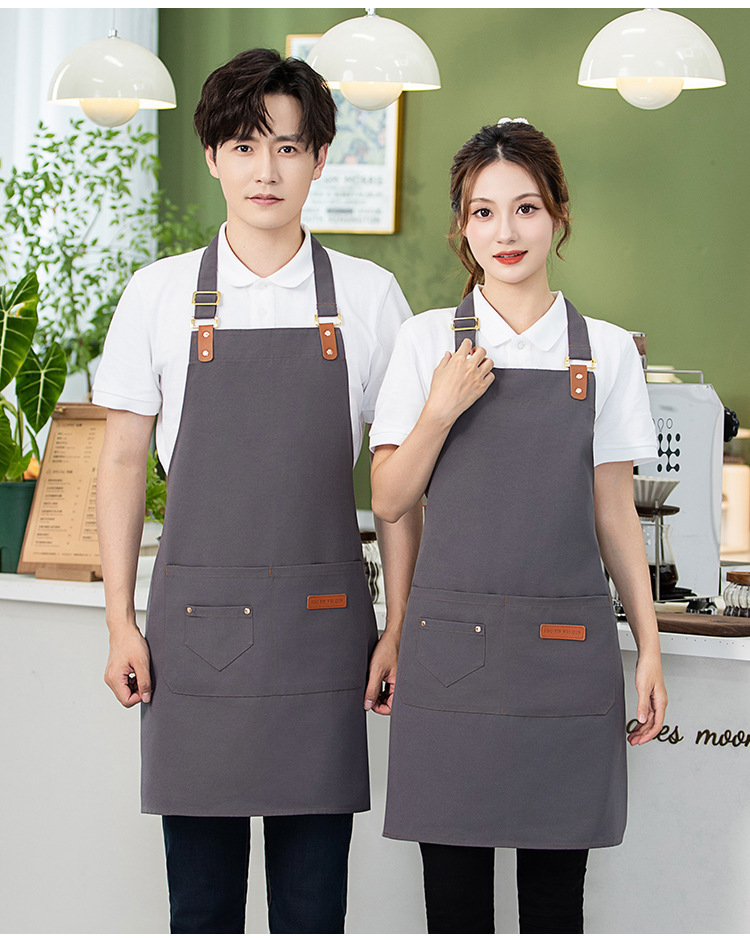 帆布围裙logo印字美甲烘焙咖啡奶茶店理发师防水防污耐穿的工作服详情21