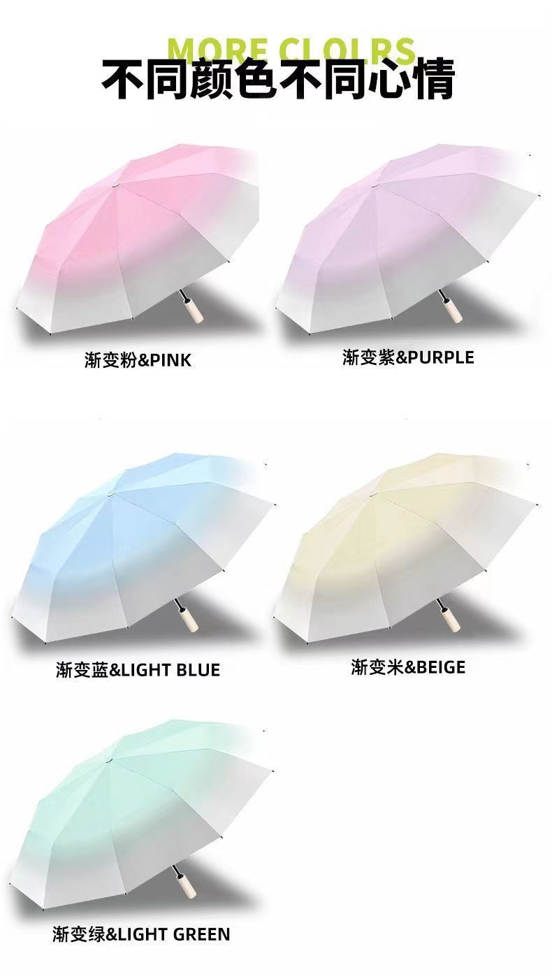 渐变色清新自动20骨加厚黑胶防晒遮阳防紫外线高级感晴雨两用伞详情12