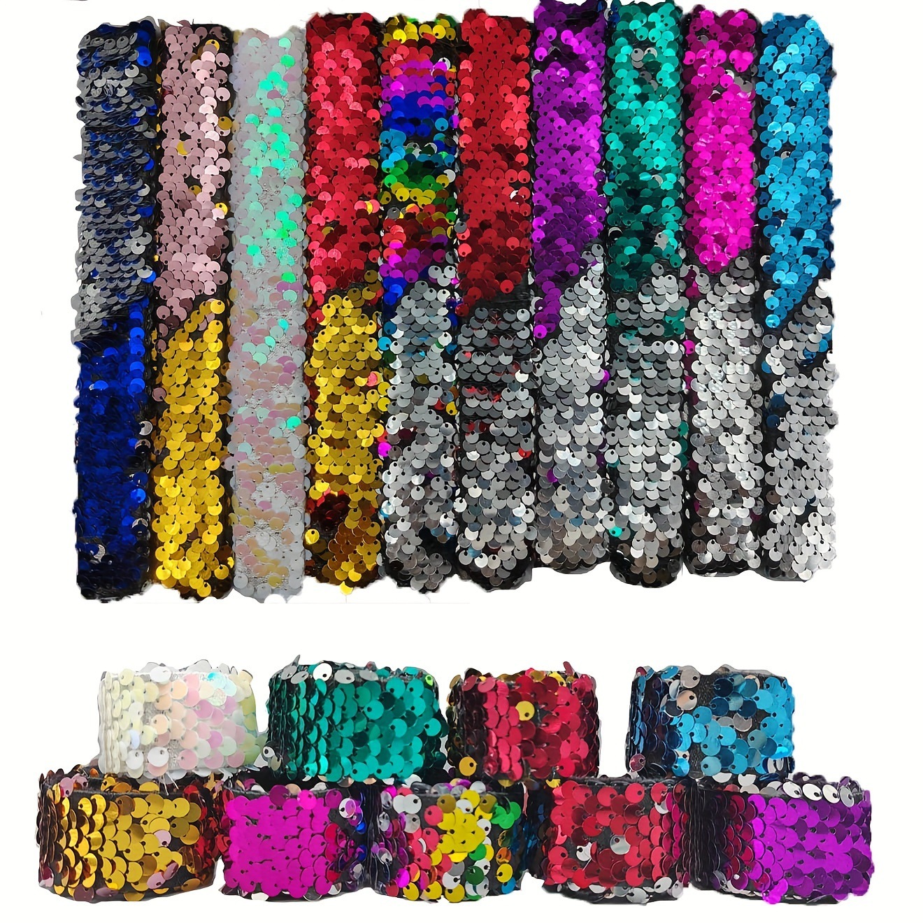 亚马逊卡通双色亮片美人鱼啪啪圈手环饰品手腕带儿童批发节日礼物详情3