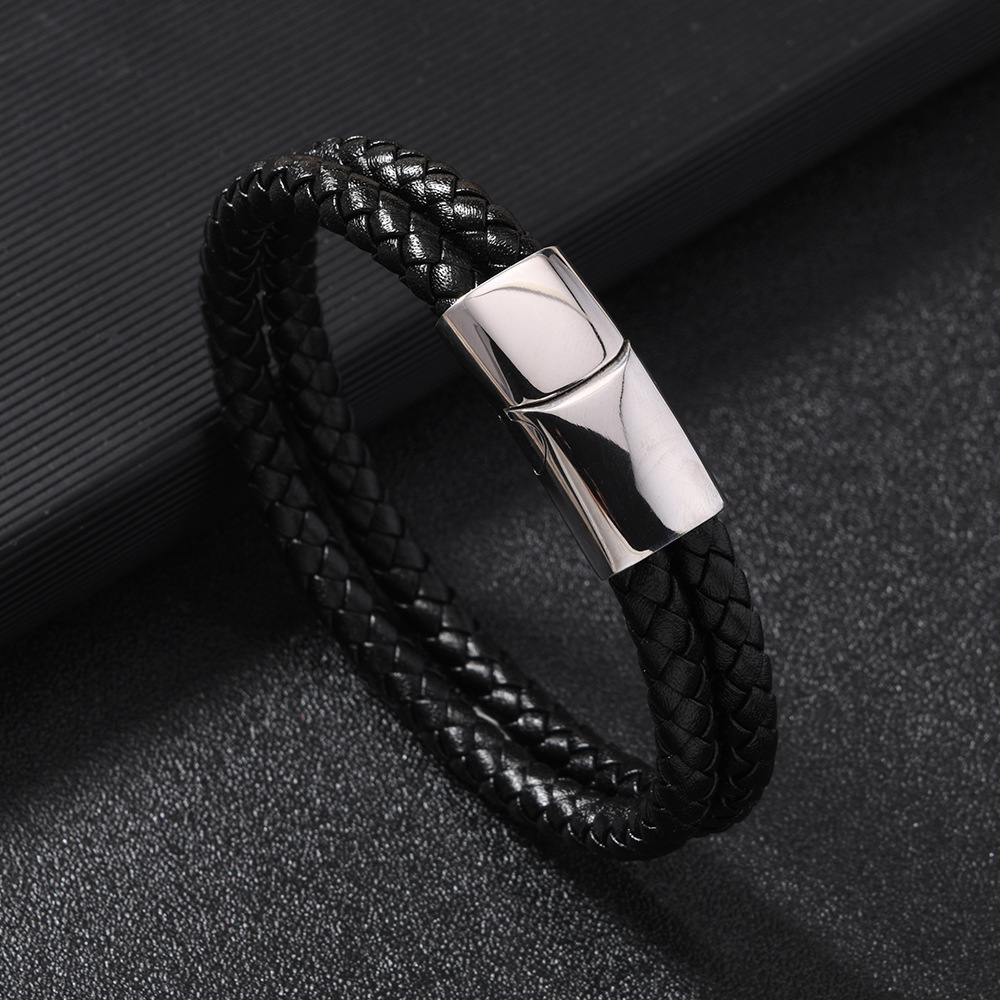 速卖通希音爆款男士手环 多层编织皮革手链时尚个性磁吸扣手链详情28