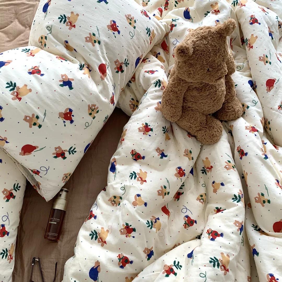 小红书A类全棉有氧双层纱四件套母婴级透气纯棉纱布小清新Kitty猫详情57