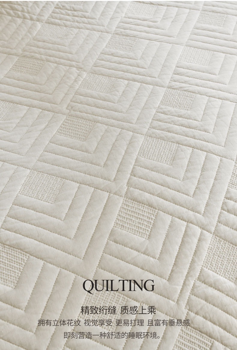 Wholesale of cross-border pure cotton bed covers with increased thickness, all-cotton plain quilted quilts, three-piece tatami sets for export pic 6
