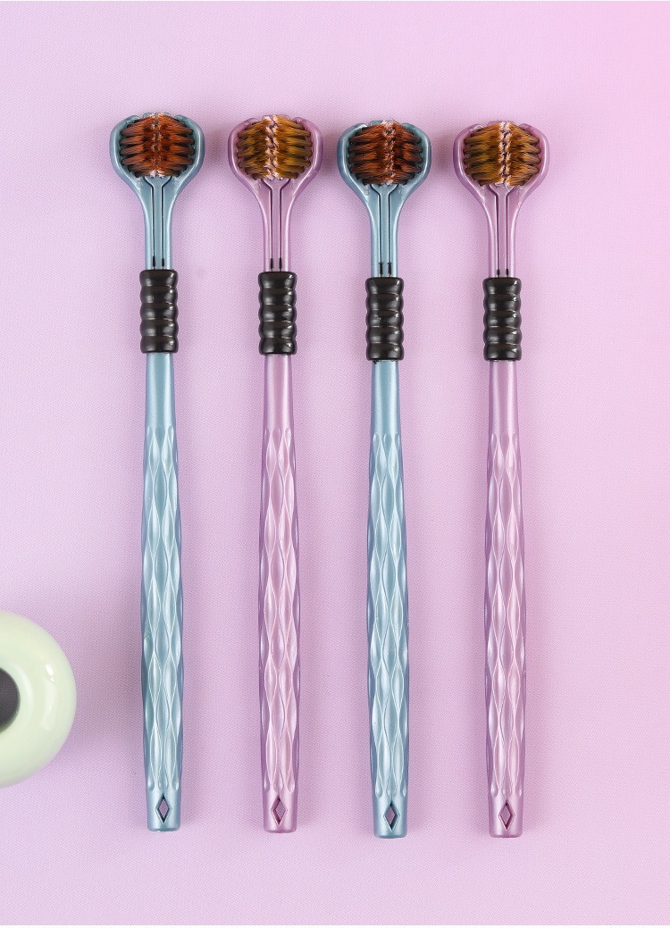 Three-sided soft-bristled adult three-dimensional toothbrush for scraping tongue coating, three-head 3D type household soft-bristled manual consignment wholesale pic 12