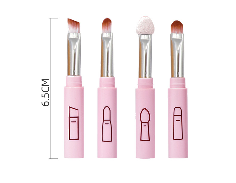 4-in-1 eye brush, portable makeup brush, eyeshadow, lipstick brush, eyebrow brush, multi-functional mini beauty tool with lid pic 4
