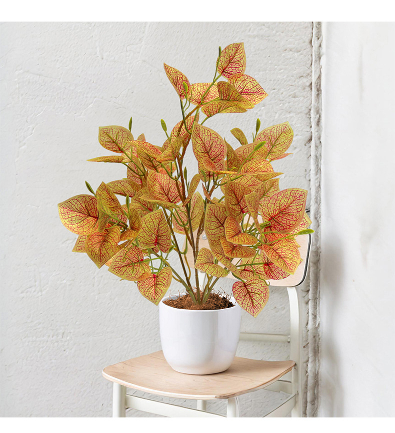 Artificial green plants, Perilla leaves, indoor multi-room desktop decoration, window display, outdoor garden landscaping, artificial bean leaves pic 5