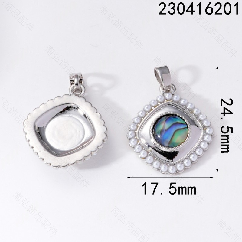European and American cross-border square fashionable pendant inlaid with shell pearls, niche design, elegant and versatile pendant chain for women pic 5