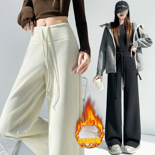 Fleece warm wide-leg pants, loose and high-waisted, slimming winter new style pic 17
