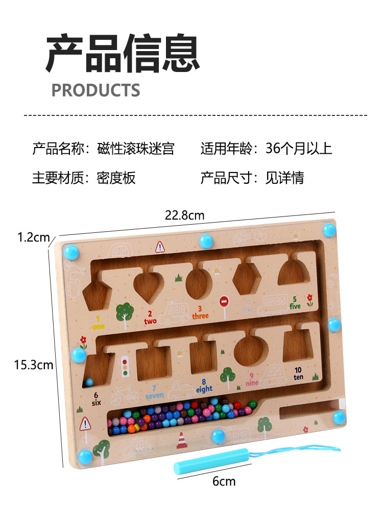 Baby magnetic color classification, positioning, counting board, pen movement maze, math enlightenment, cognitive matching, wooden toys pic 83