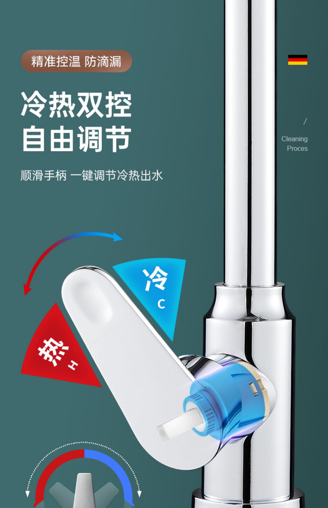 全铜厨房水龙头冷热水二合一头洗菜盆洗碗池防溅花洒万向旋转家用详情24