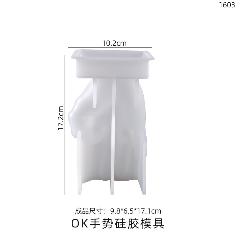 diy crystal resin mold of poppy, OK thumb scissors hand gesture, candle silicone mold pic 6