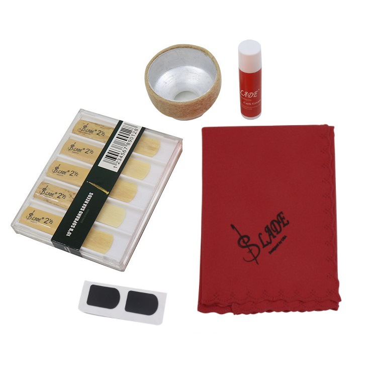 Wholesale of SLADE soprano saxophone accessories, 5-piece saxophone set, muffler, reed, cork paste, dental pads, and cleaning cloths pic 2