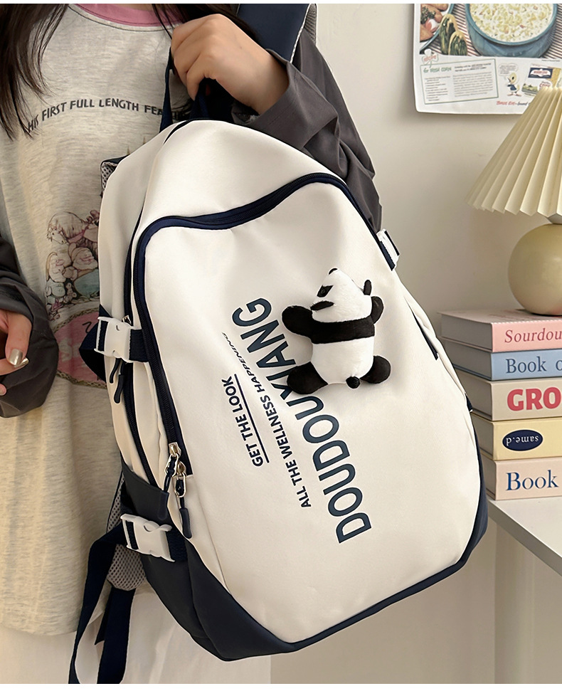 新款时尚休闲书包少女中学生双肩包高颜值大容量情侣双肩电脑包详情18