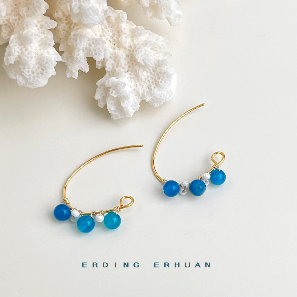 【 Sea Blue Series 】 Summer new original design, handcrafted, fresh and vacation-style blue earrings, factory earrings for women pic 25