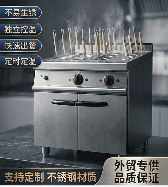 凯平立式商用豪华电热燃气煮面炉连柜座煮面机烫粉烫面多功能分煮详情2