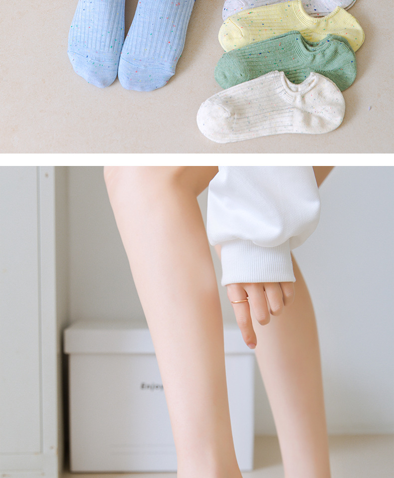 袜子女秋季纯棉双针短袜马卡龙硅胶不掉跟低帮浅口船袜女诸暨袜子详情5