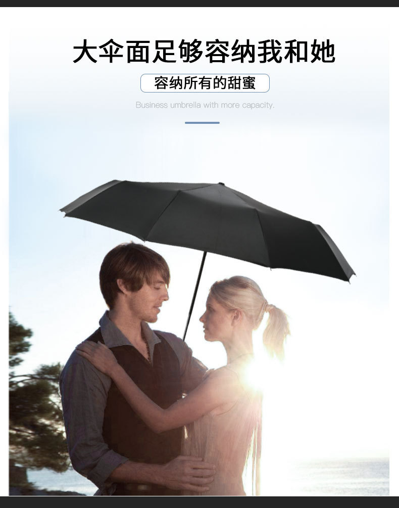 24骨全自动商务伞防晒折叠伞晴雨两用广告伞大号自动雨伞定制logo详情8