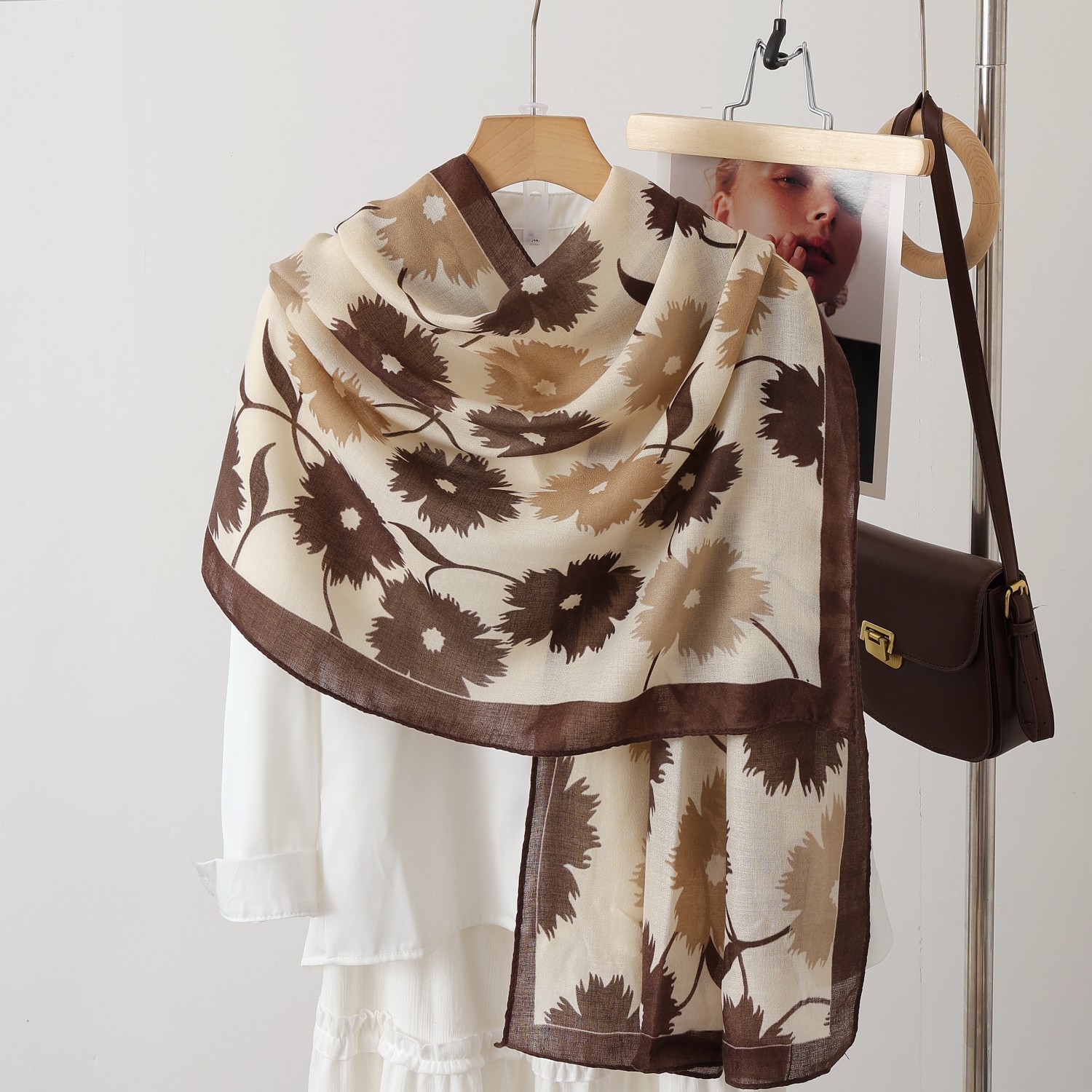 A color-blocked fashionable faux wool scarf, a thin and warm silk scarf, a large shawl, and a fashionable cape long scarf for women pic 11