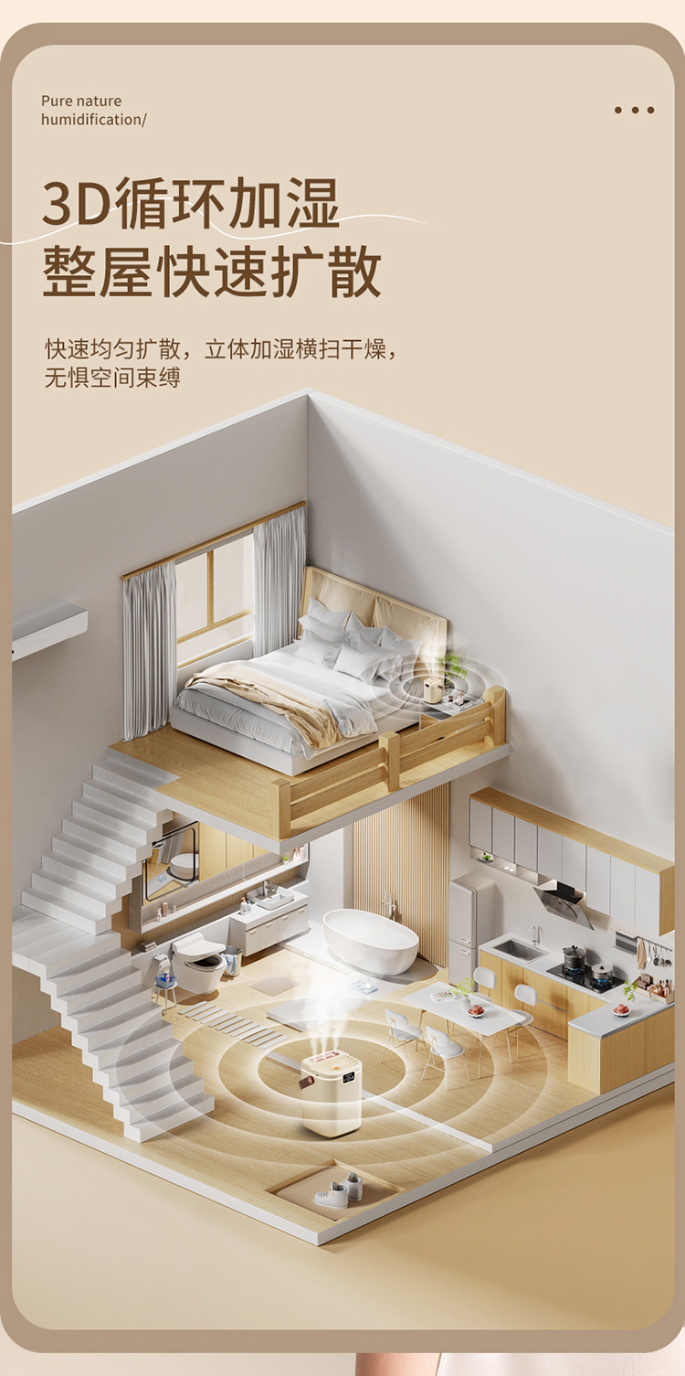 加湿器卧室家用卧室净化空气小型大雾量恒湿香薰详情14