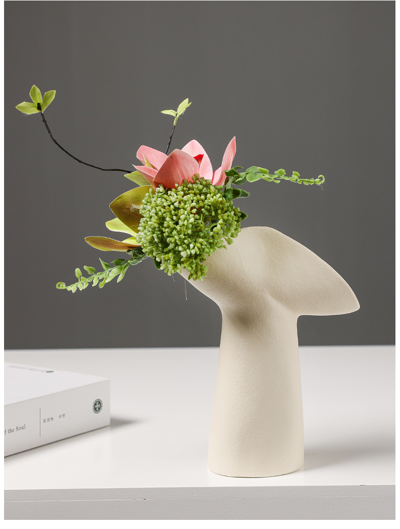 2025 New creative French flower arrangement vase, simple ceramic flower vase, hotel living room dining table, dried and fresh flowers, hydroponic decoration, home decor pic 8