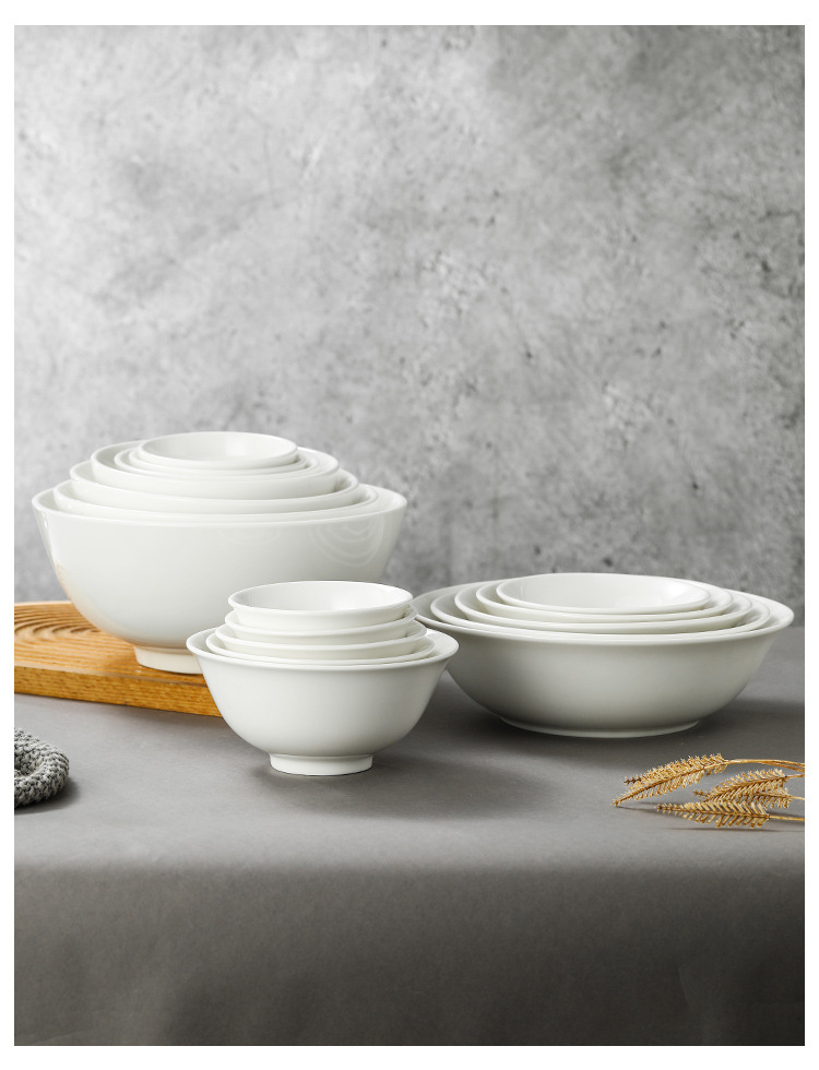 Ceramic bowls, pure white soup bowls, restaurant rice bowls, hotel noodle bowls, buffet bowls, snack bowls, commercial white porcelain bowls wholesale pic 10