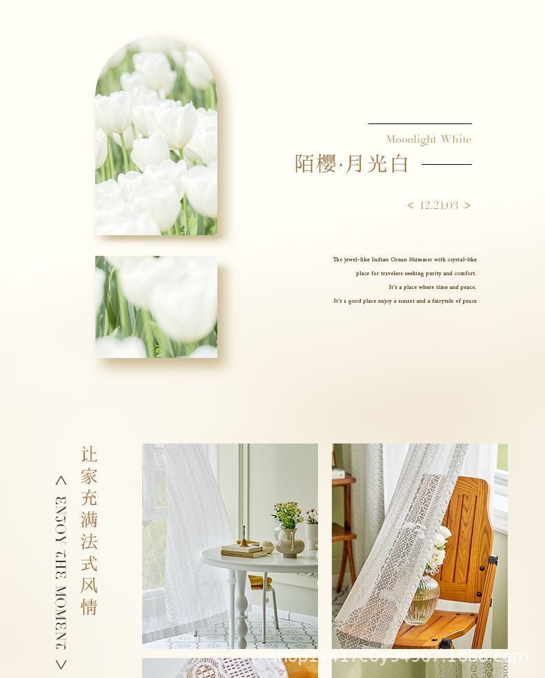 法式蕾丝窗帘纱帘奶油色白色客厅飘窗阳台复古窗纱透光半透人窗帘详情17