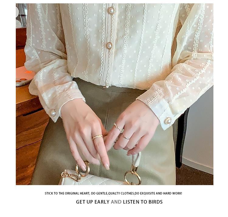 洋气蕾丝雪纺衫女长袖2025秋冬新款加绒加厚打底衫木耳边翻领衬衫详情10