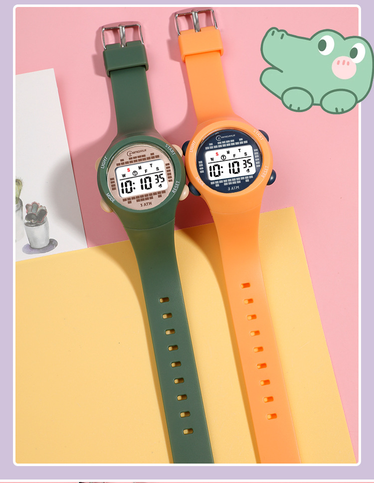 儿童电子手表女生中学生男女款高颜值个性可爱防水多功能手表批发详情9