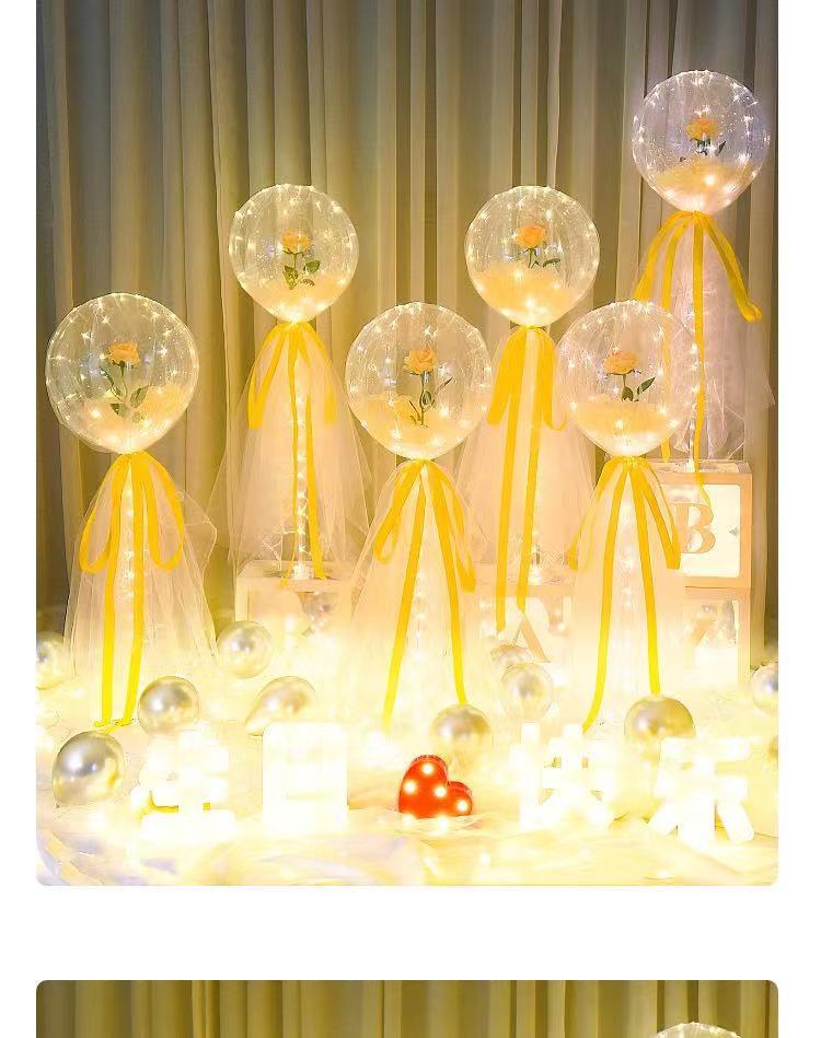 Glowing balloons, wedding room decoration, birthday arrangement, bouquets, bouncy balls, roses, romantic proposal pic 7