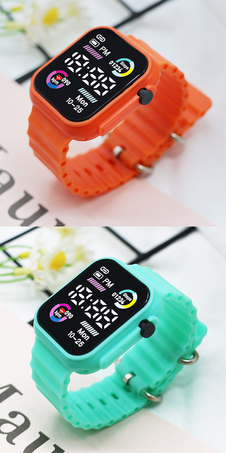 New fashionable and trendy couple LED electronic watch, with a unique and cool dual-color bezel ocean band student sports electronic pic 17