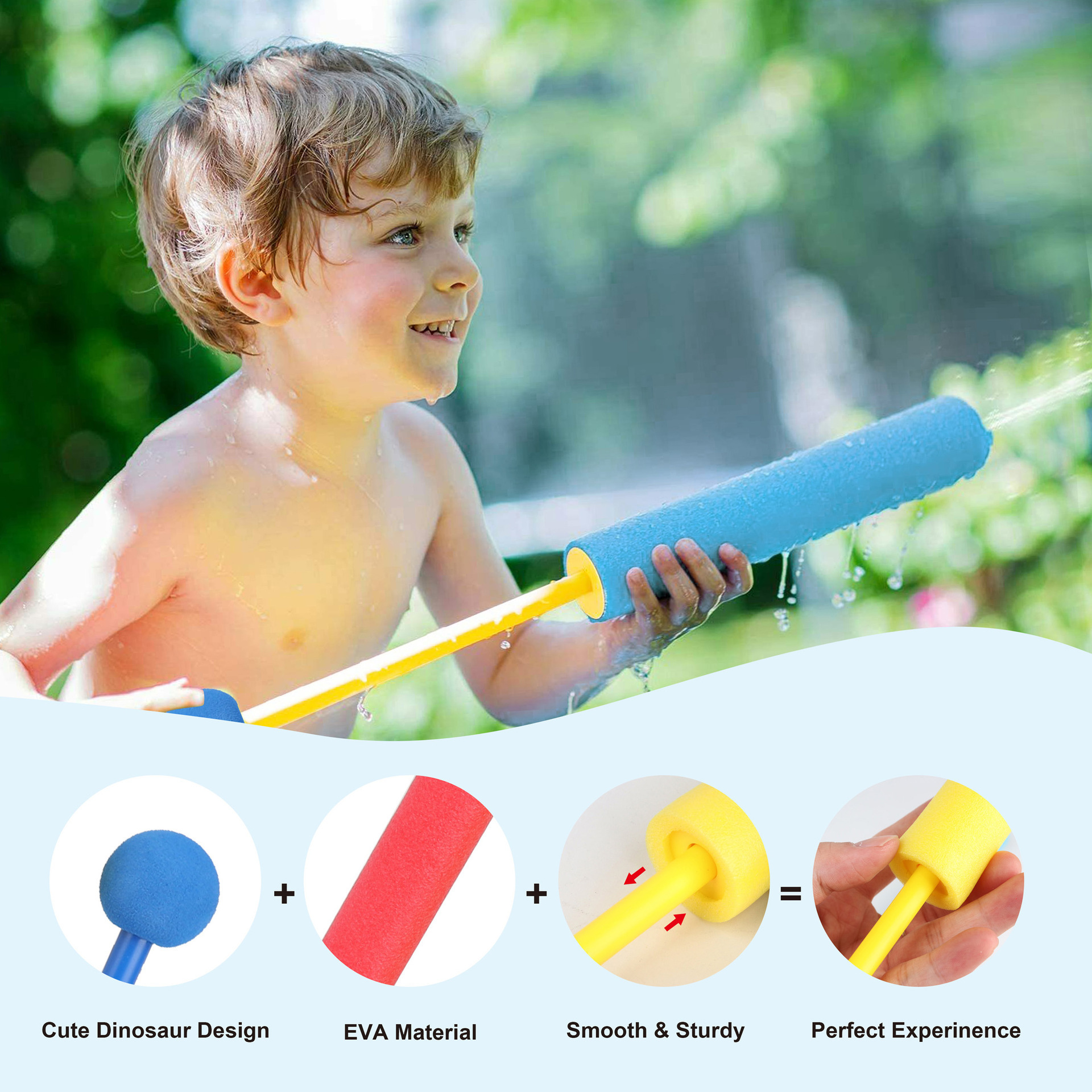 Customized cross-border Amazon toy straight tube foam EVA material summer beach water play pull-out water cannon water gun pic 5