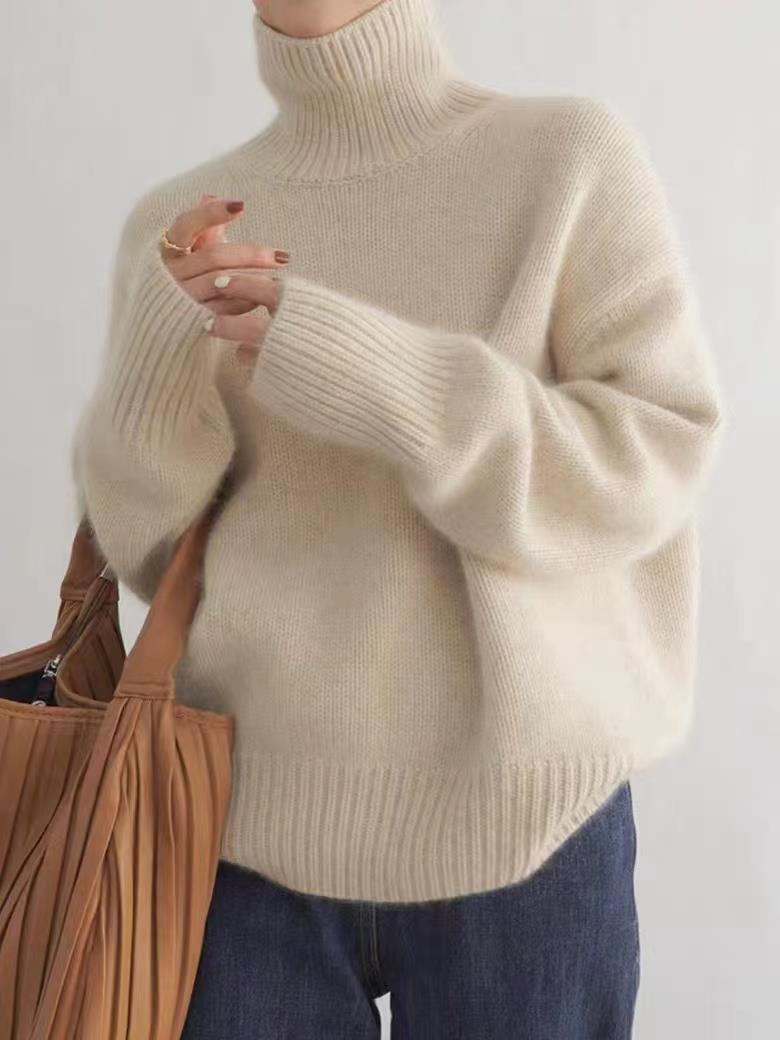 A loose and versatile knitted pullover with a laid-back style for women to wear over a high-neck sweater from Europe and America in the autumn and winter of 2025 pic 22