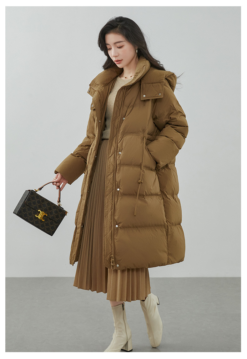 极寒大码羽绒服女2025冬季新款连帽过膝长款加厚收腰百搭外套平湖详情15
