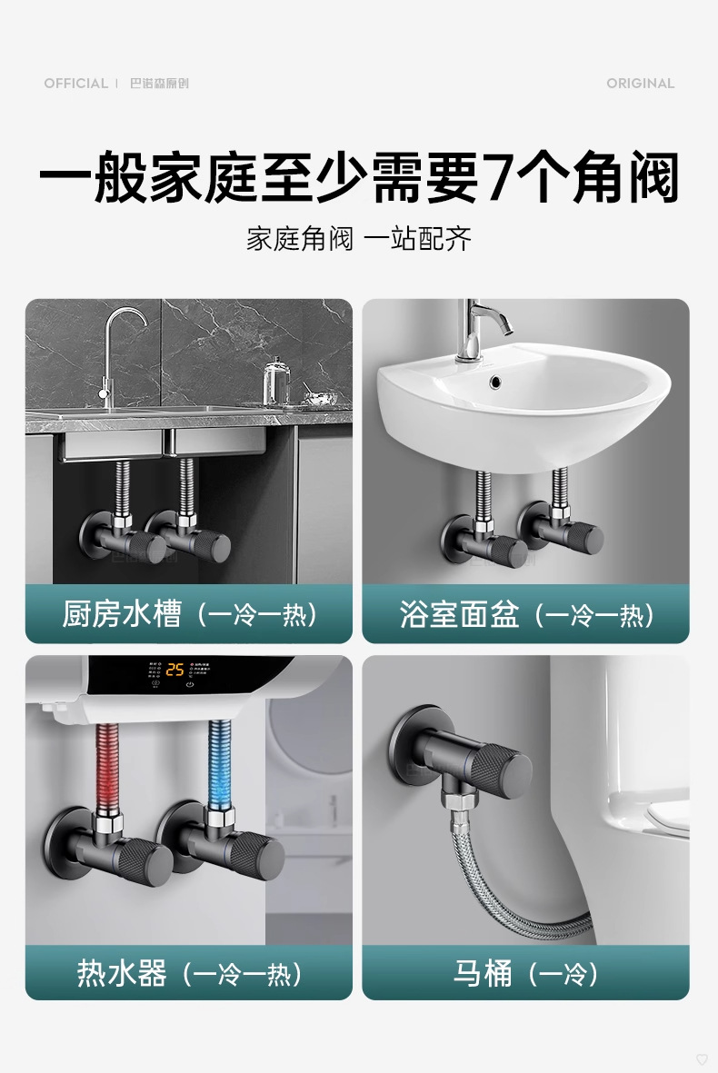 全铜卫浴角阀三角阀冷热水通用阀门开关4分水阀三角阀分水器加厚详情7