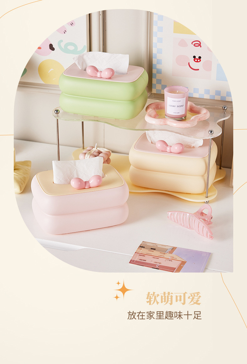 Creative and high-end dopamine tissue box, living room napkin box, desktop coffee table storage, cute tissue box pic 5