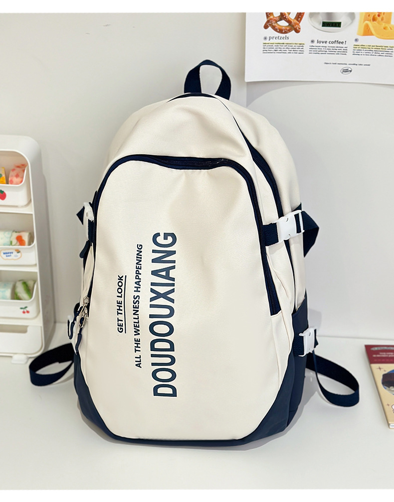 新款时尚休闲书包少女中学生双肩包高颜值大容量情侣双肩电脑包详情40