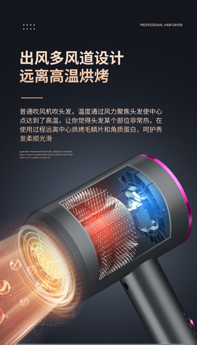 铁锤款吹风机家用大功率蓝光负离子速干电吹风宿舍吹风筒不伤发根详情12
