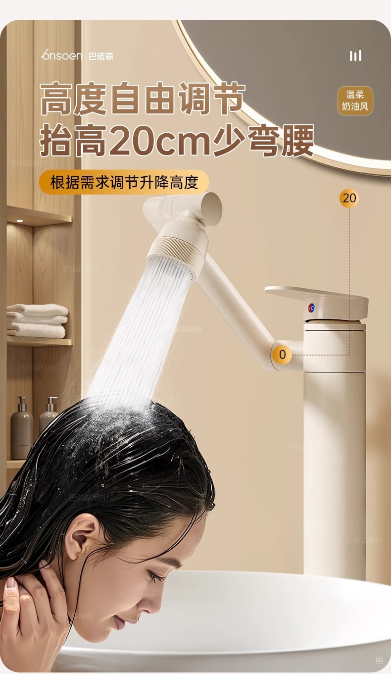 全铜面盆冷热水龙头两用洗手盆脸盆卫生间台盆加高万向多功能龙头详情9