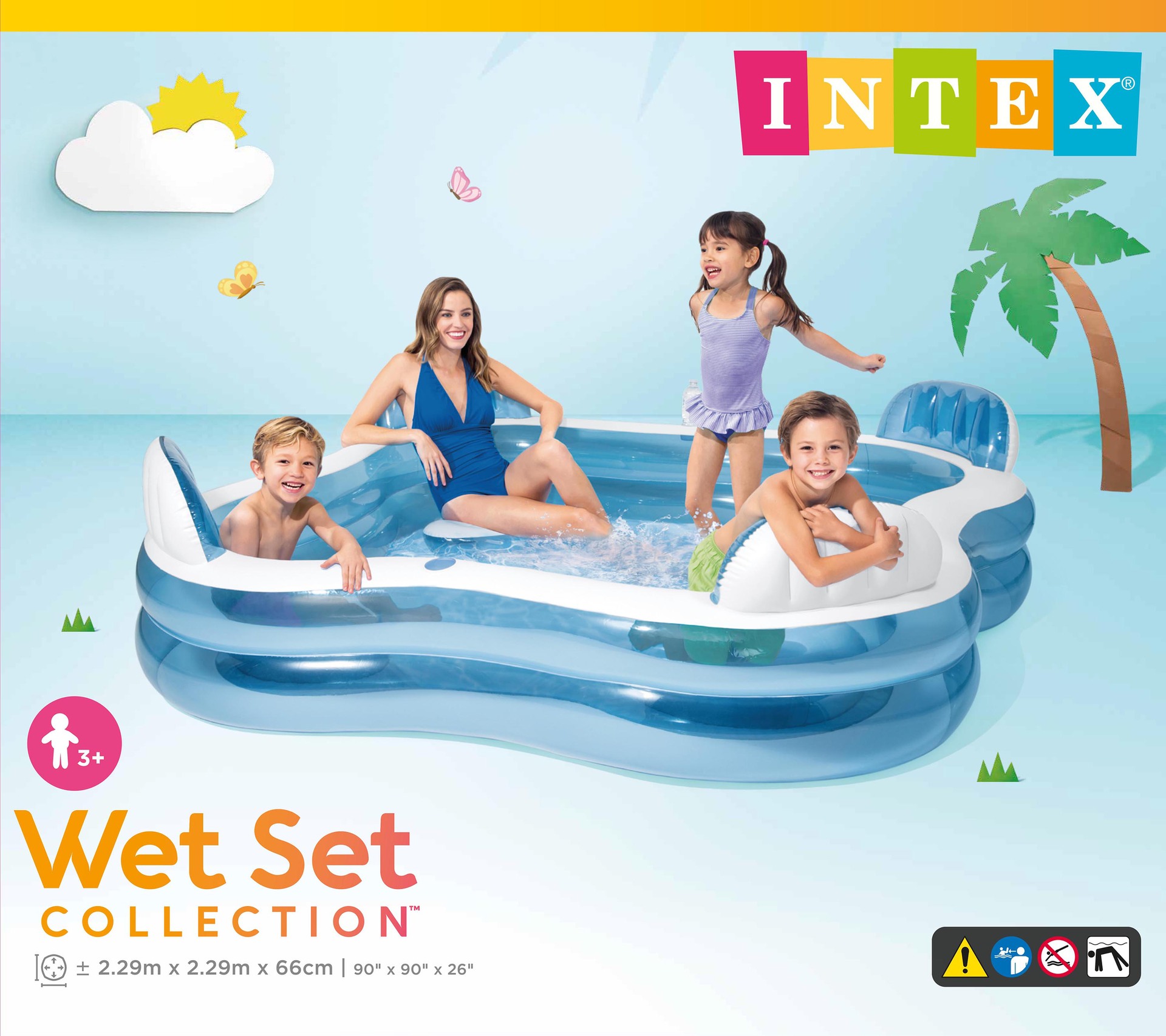intex 56475靠背座位家庭水池 PVC亲子互动户外儿童游泳戏水泳池 靠背充气水池 透明 高端 环保加厚详情2