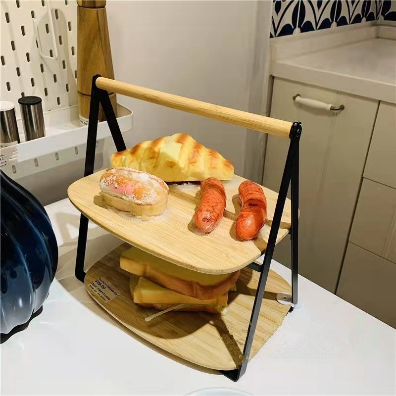 批发跨境弗斯派嘉德二层竹托盘餐桌搁架食物收纳蛋糕托盘详情1