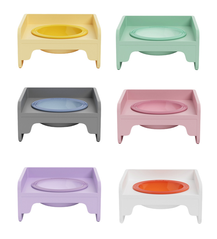 Pet square cat bowl stand dining table, can be spliced with dog bowls, cat food bowls, ceramic pet bowls, water bowls, food, leak-proof and neck protection pic 3