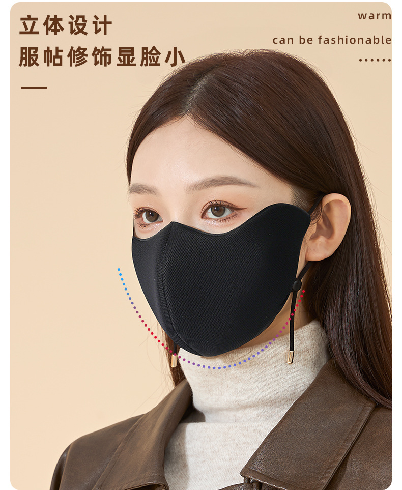 秋冬新品5D立体海绵保暖口罩骑行防风透气防寒加绒加厚脸罩面罩女详情9
