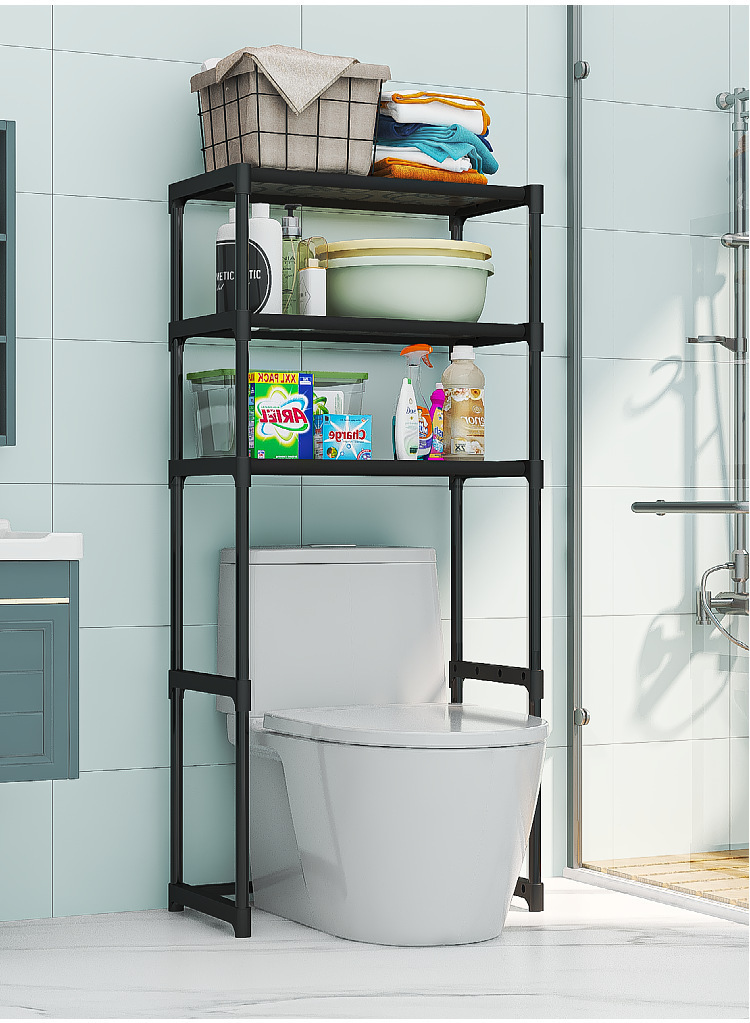 Best-selling foreign trade washing machine storage rack, balcony flip cover floor-standing multi-layer storage rack, bathroom toilet storage rack pic 15