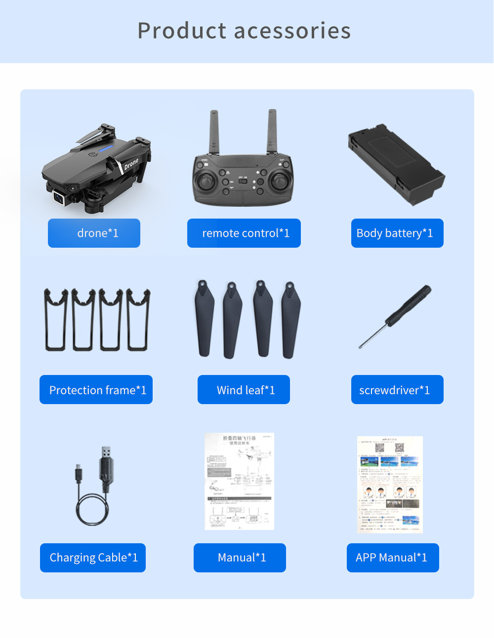 Cross-border E88 high-definition dual-camera folding drone, long-lasting endurance, easy to carry, intelligent obstacle avoidance remote control aircraft for foreign trade pic 23