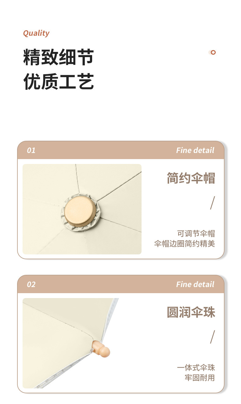 Four Seasons Like Song Color rubber folding umbrella, golden umbrella, ultra-light, compact and portable, wind-resistant three-fold umbrella, all-weather and rainproof sunshade pic 19