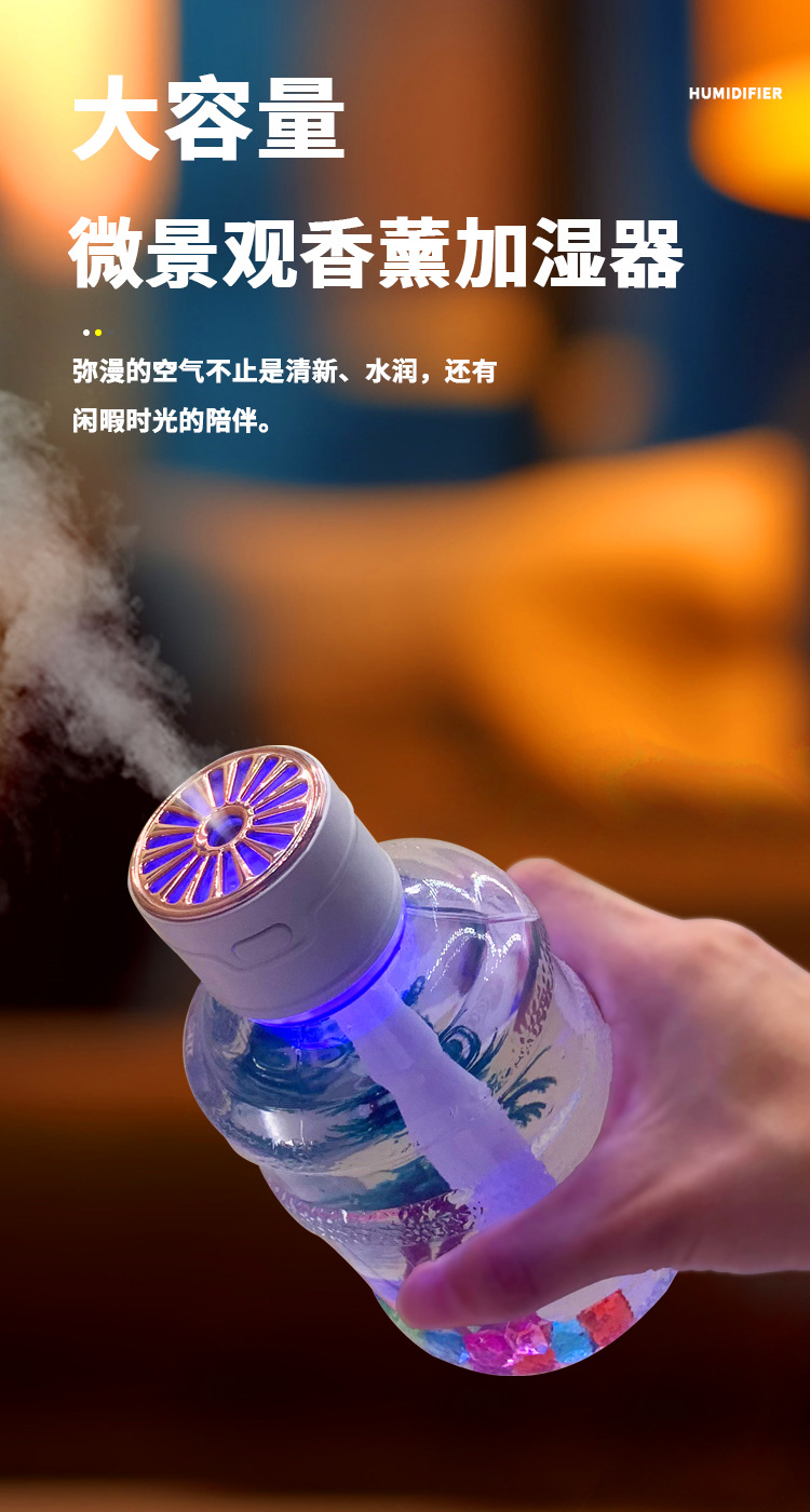 无雾加湿器蓝牙音响助眠白噪音播放器车载香薰150ml加湿器详情1