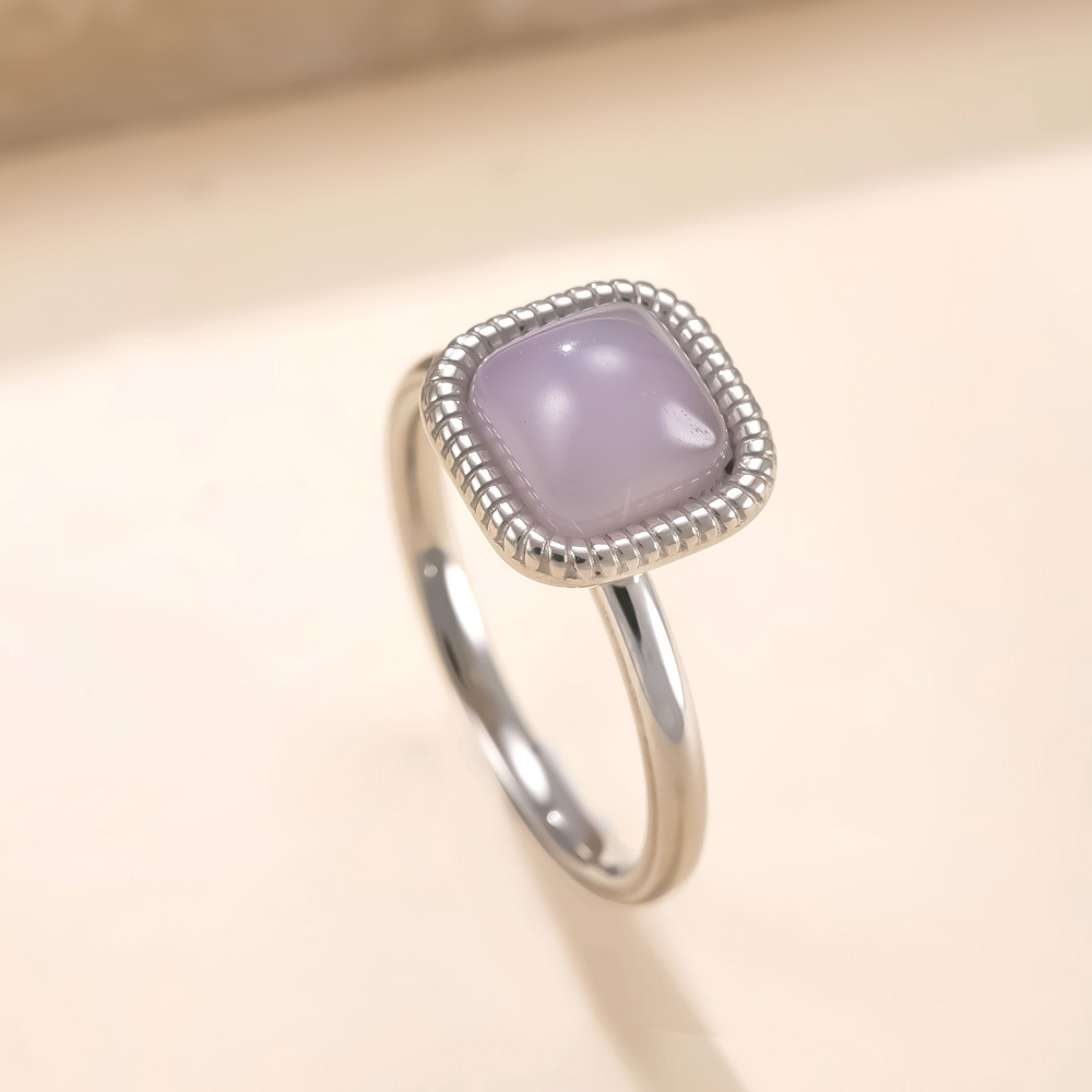 跨境热卖钛钢饰品焊牌镶方形天然石情侣戒指复古简约不锈钢戒指厂详情13